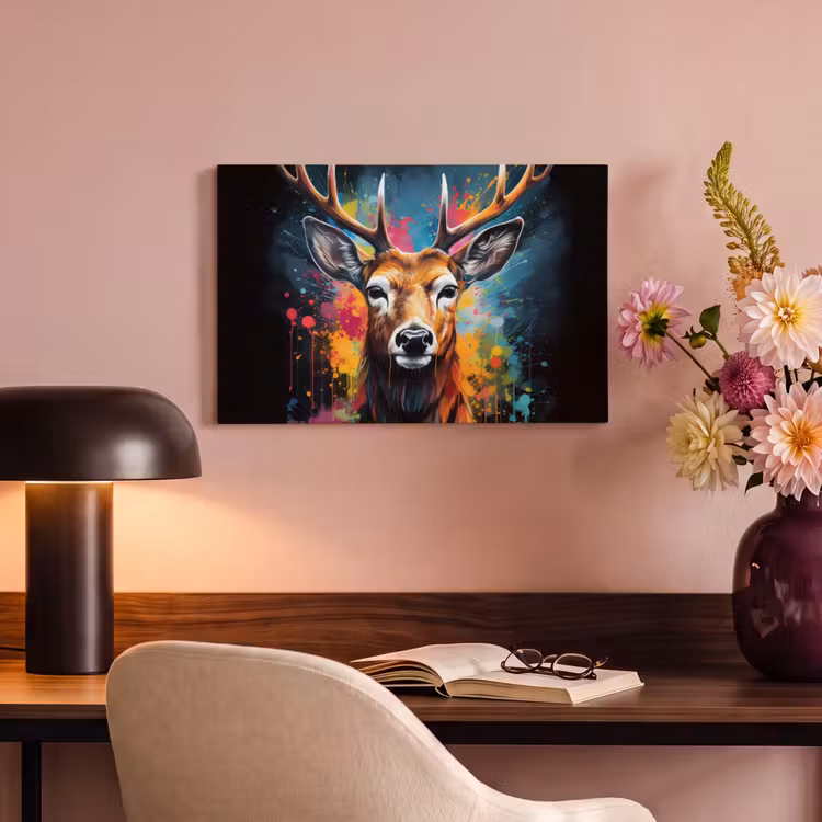 Canvas schilderij - Hert - Graffiti - Dieren - Kleuren — 6