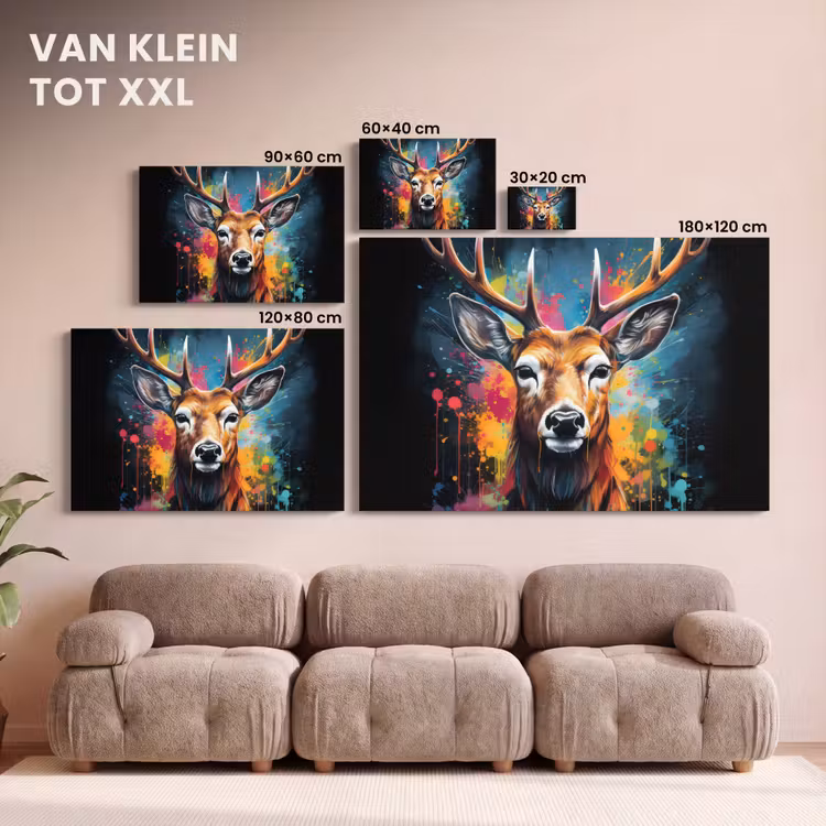 Canvas schilderij - Hert - Graffiti - Dieren - Kleuren — 8