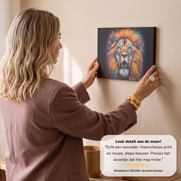 Canvas schilderij - Leeuw - Graffiti - Dieren - Zwart — 3