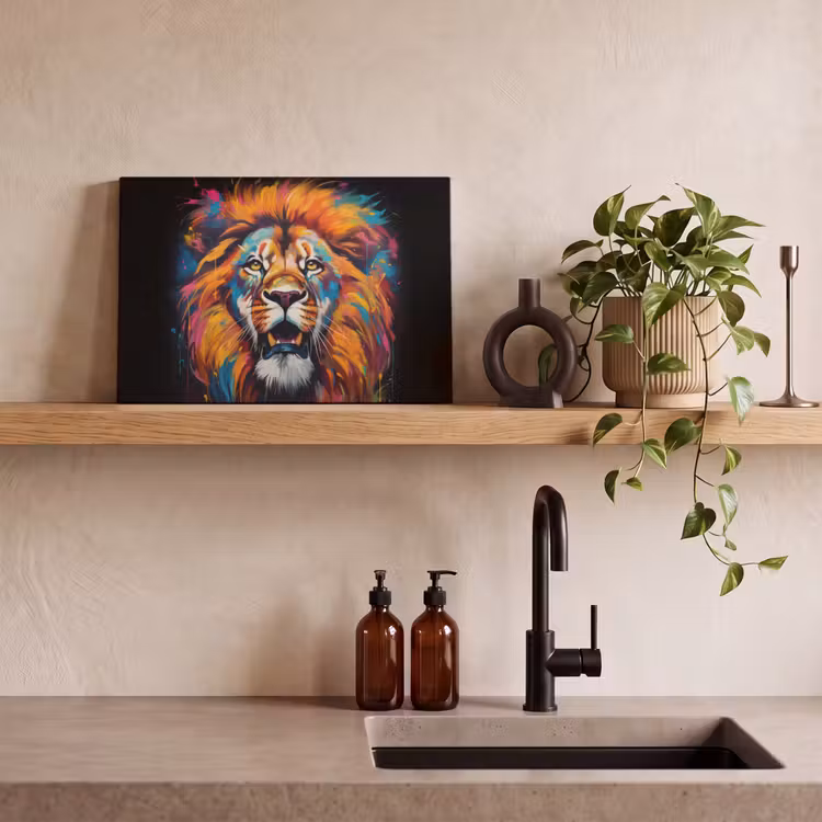 Canvas schilderij - Leeuw - Graffiti - Dieren - Zwart — 4