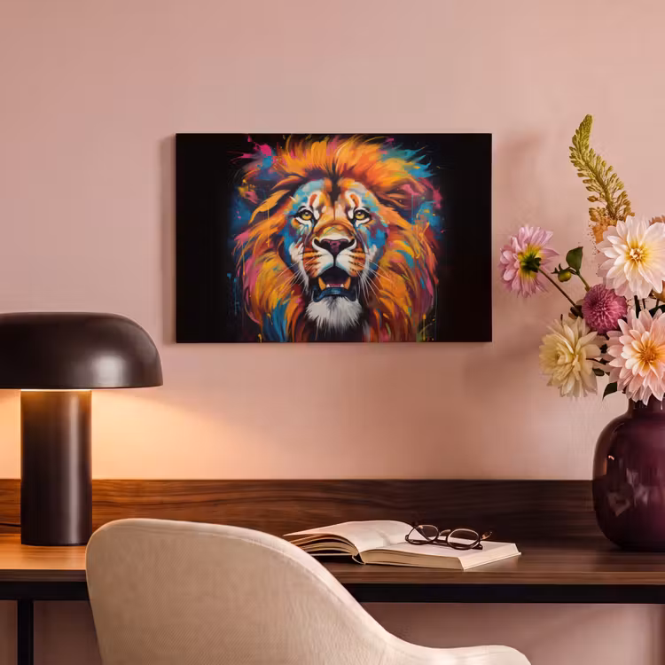 Canvas schilderij - Leeuw - Graffiti - Dieren - Zwart — 6