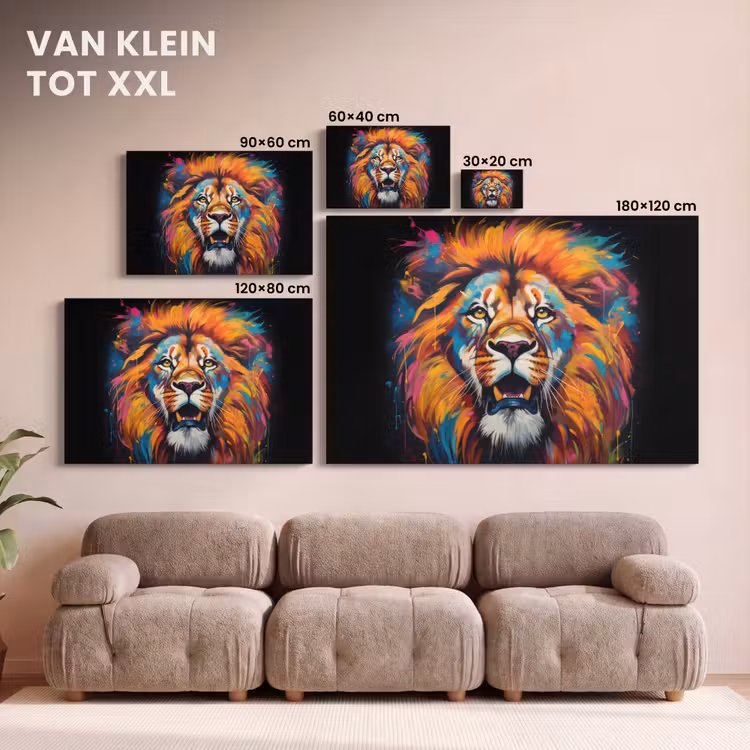 Canvas schilderij - Leeuw - Graffiti - Dieren - Zwart — 8