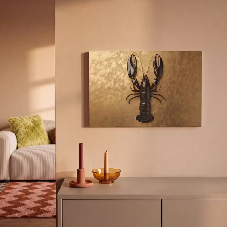 Canvas schilderij - Kreeft - Zwart - Goud - Luxe — 2