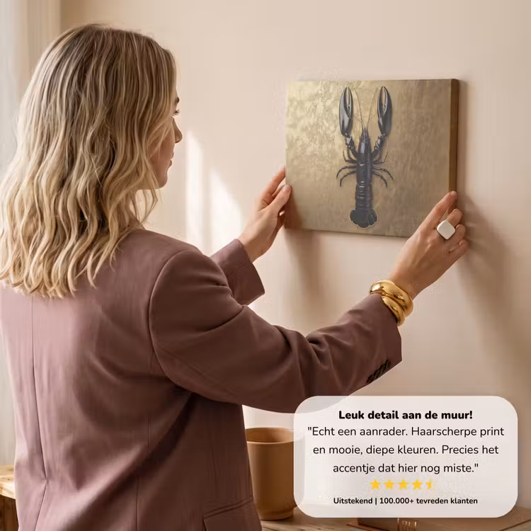Canvas schilderij - Kreeft - Zwart - Goud - Luxe — 3