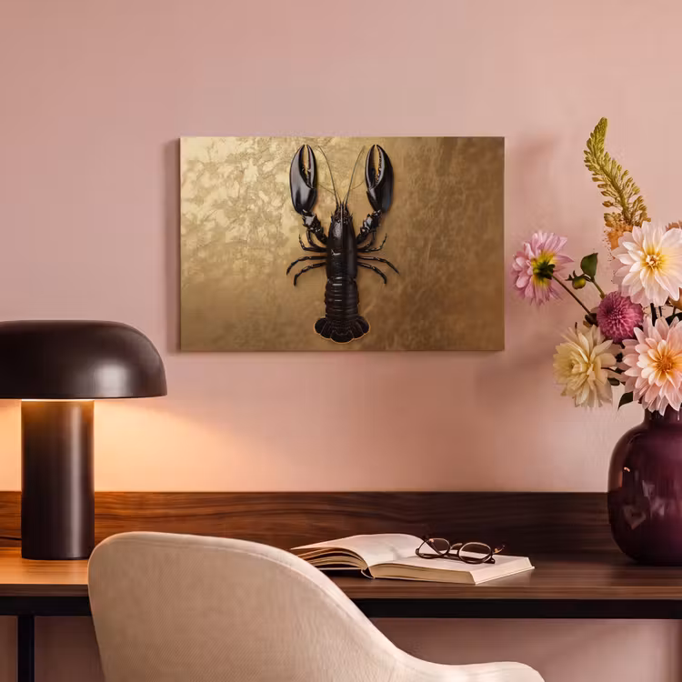 Canvas schilderij - Kreeft - Zwart - Goud - Luxe — 6