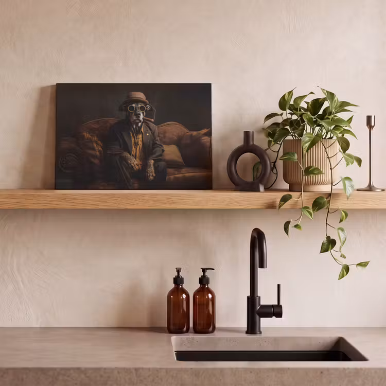 Canvas schilderij - Hond - Sigaar - Hoed - Pak — 4