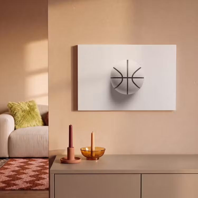 Canvas schilderij - Basketbal - Wit - Schaduw - Lijnen — 2
