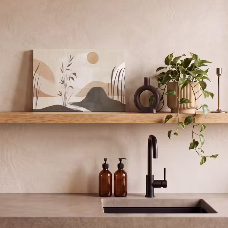 Canvas schilderij - Japandi - Landschap - Beige — 4