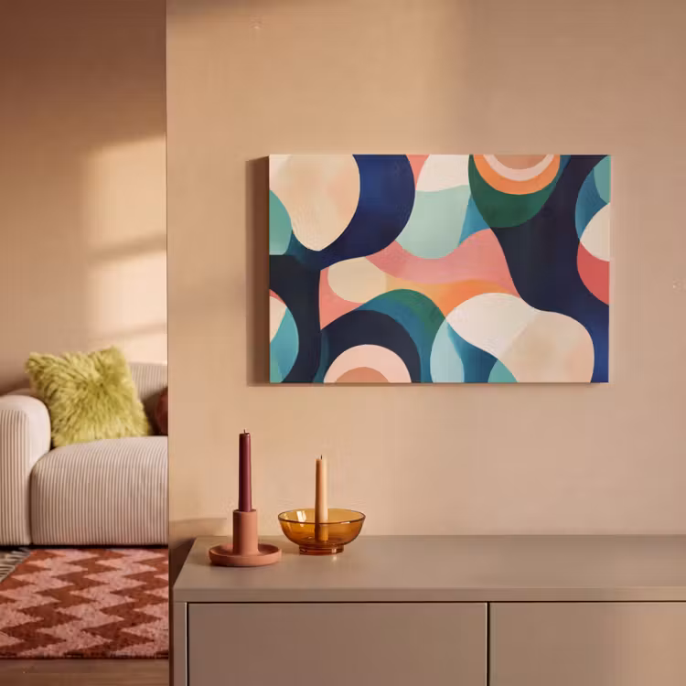 Canvas schilderij - Abstract - Blauw - Roze — 2