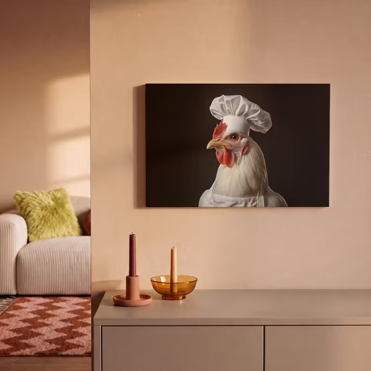 Canvas schilderij - Kok - Rood - Kip — 2