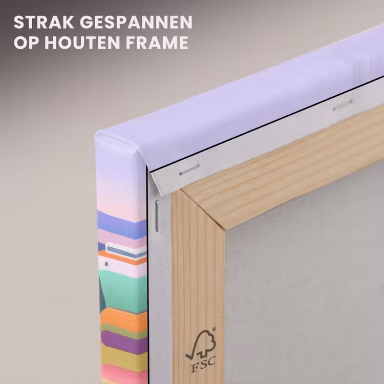 Canvas schilderij - Landschap - Paars - Pastel - Huizen — 7
