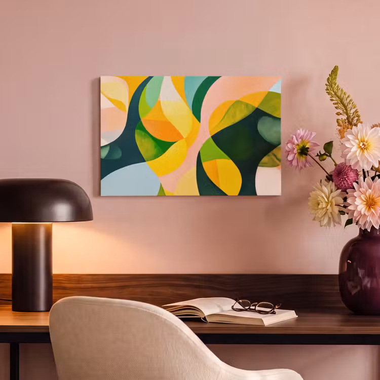 Canvas schilderij - Abstract - Geel - Roze - Groen — 6