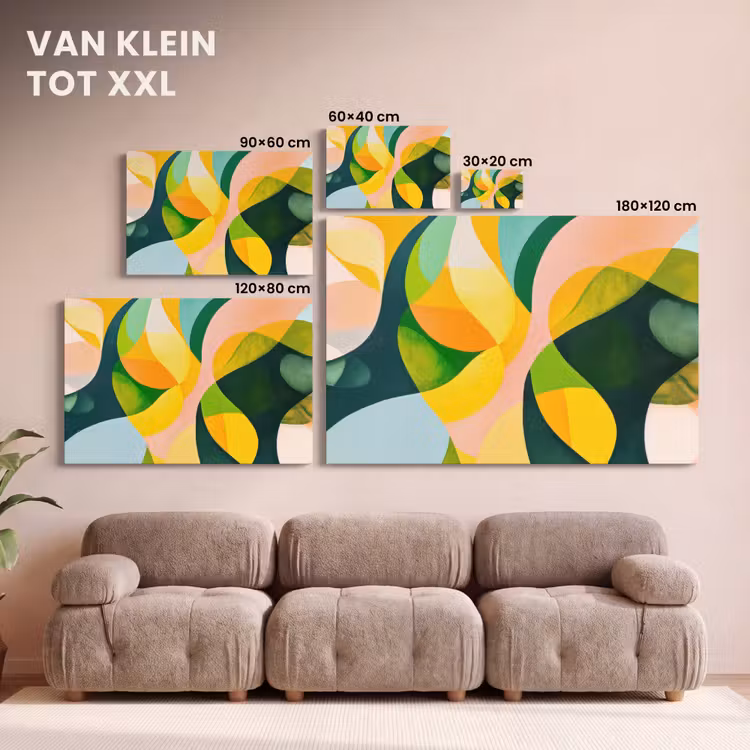 Canvas schilderij - Abstract - Geel - Roze - Groen — 8