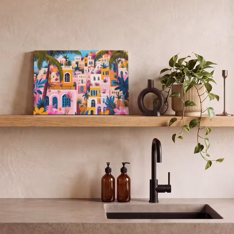 Canvas schilderij - Kleurrijk - Roze - Oranje - Geel - Bloemen — 4