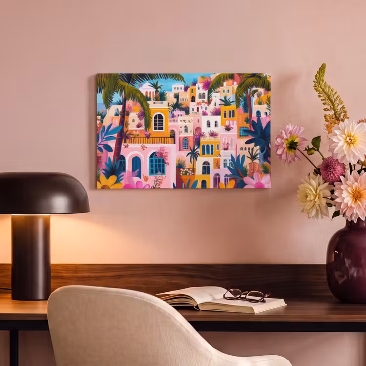 Canvas schilderij - Kleurrijk - Roze - Oranje - Geel - Bloemen — 6