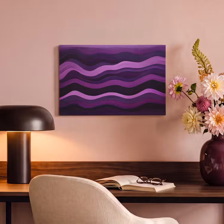 Canvas schilderij - Lijnen - Golven - Paars - Abstract — 6