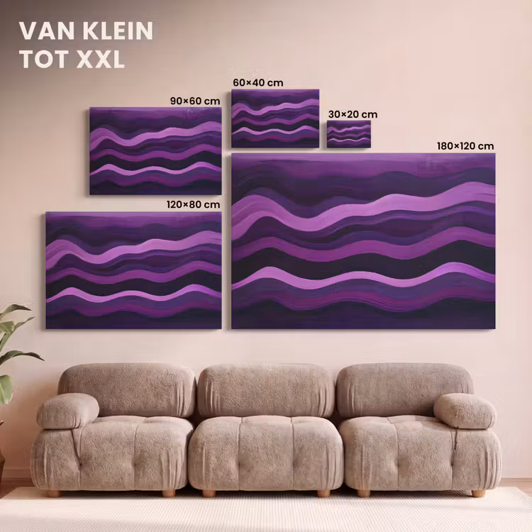 Canvas schilderij - Lijnen - Golven - Paars - Abstract — 8