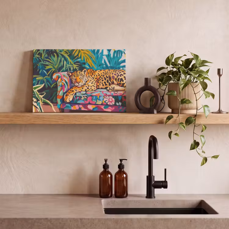 Canvas schilderij - Luipaard - Kleurrijk - Tropisch — 4