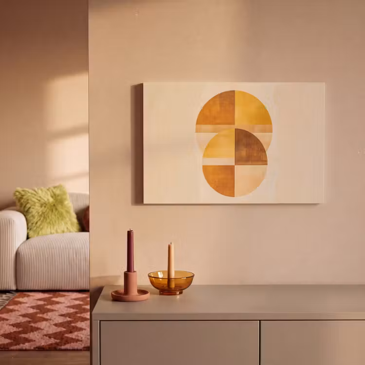Canvas schilderij - Abstracte Cirkels Oker — 2