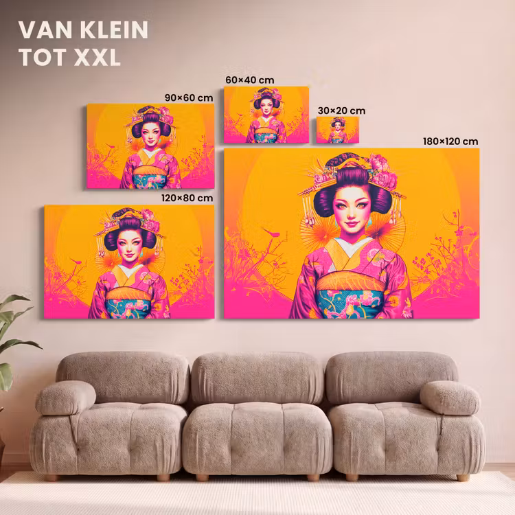 Canvas schilderij - Bloemen - Vrouw - Kimono - Roze — 8