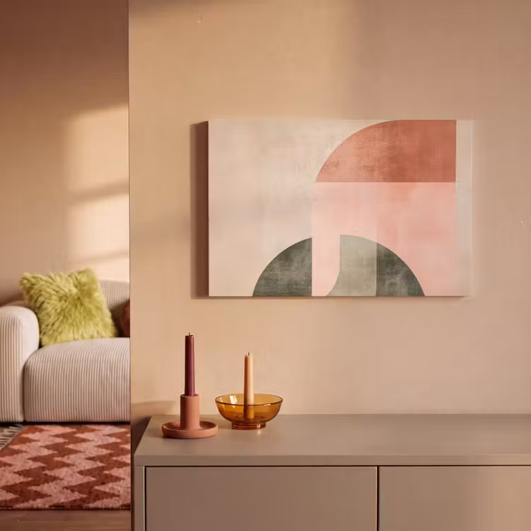 Canvas schilderij - Abstracte Geometrische Vormen Roze Saliegroen — 2