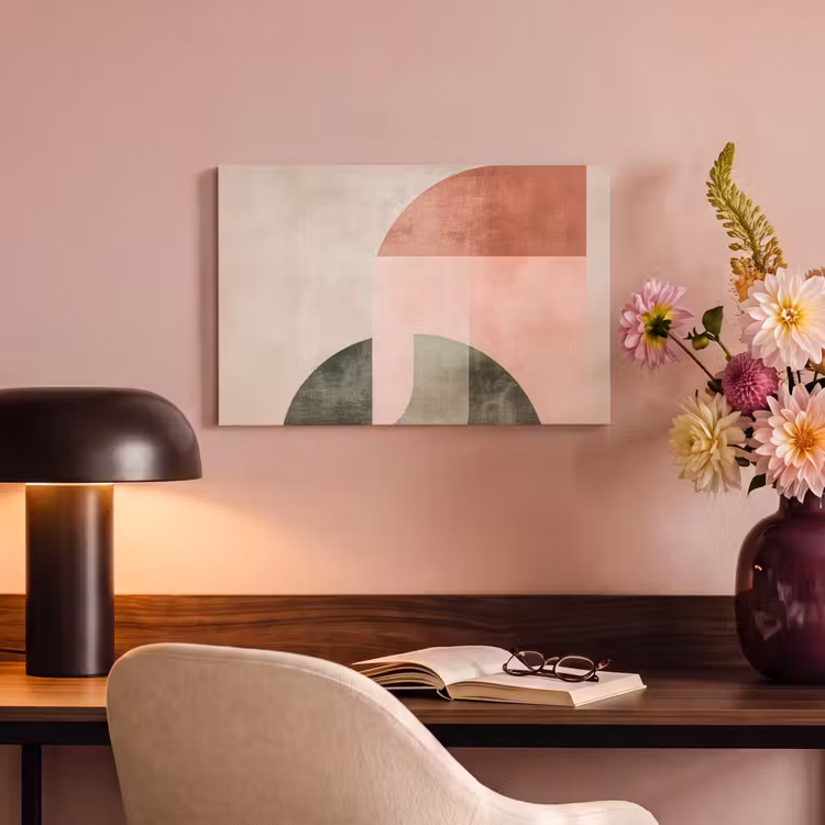 Canvas schilderij - Abstracte Geometrische Vormen Roze Saliegroen — 6