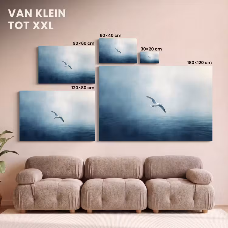 Canvas schilderij - Meeuw - Wit - Zee - Mistig — 8