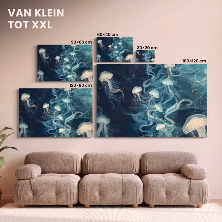 Canvas schilderij - Kwallen - Zee - Wit - Golven — 8