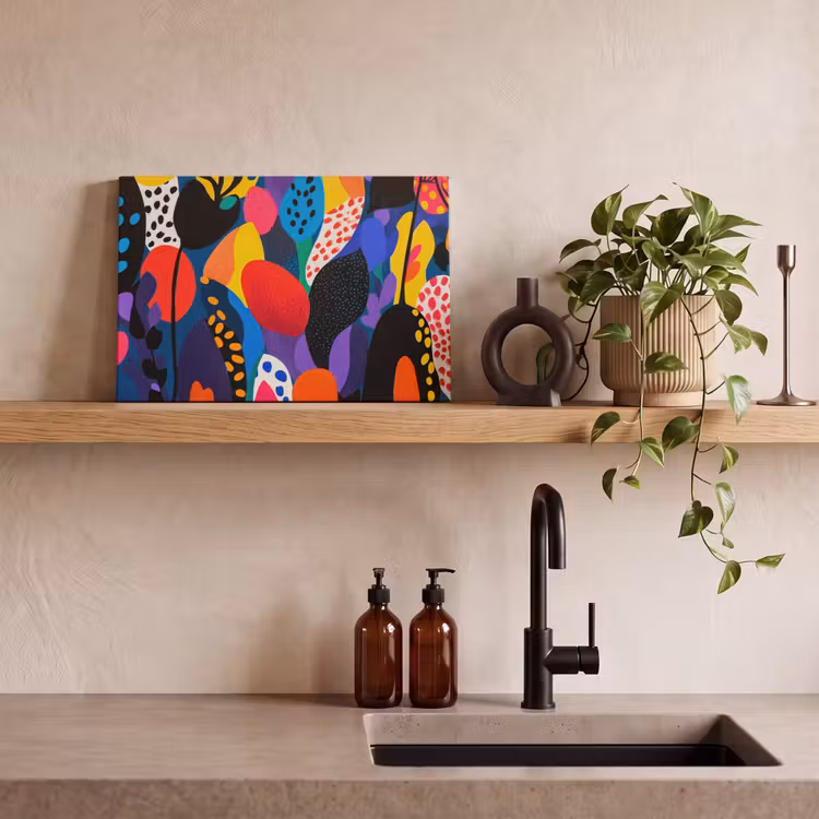 Canvas schilderij - Bloemen - Bladeren - Abstract - Rood — 4