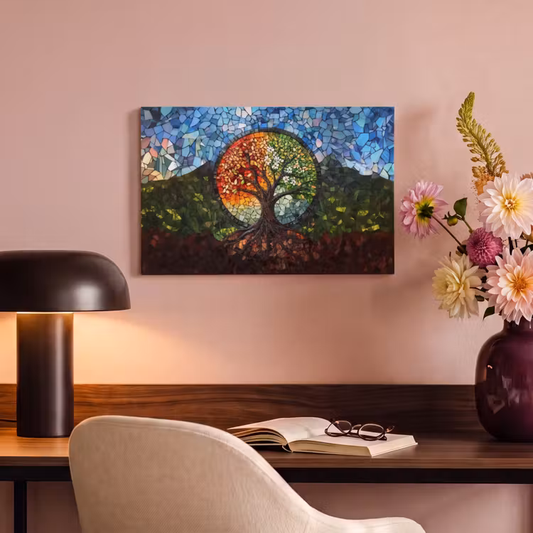 Canvas schilderij - Boom - Seizoenen - Mozaïek - Bergen — 6