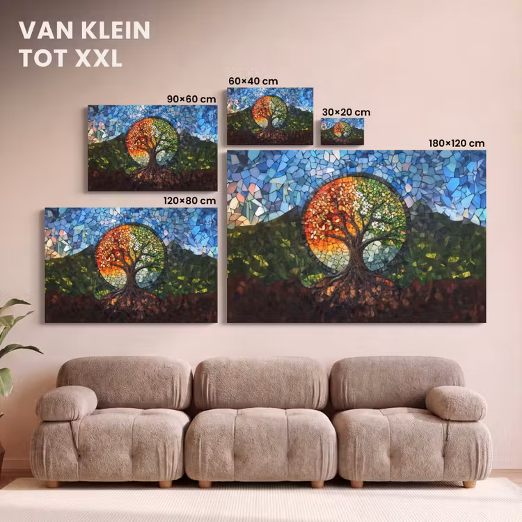 Canvas schilderij - Boom - Seizoenen - Mozaïek - Bergen — 8
