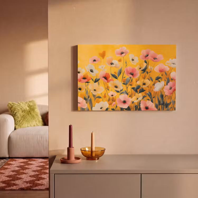 Canvas schilderij - Bloemen - Veld - Geel — 2