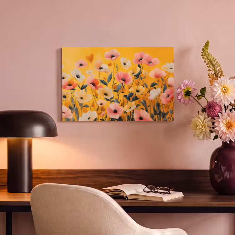 Canvas schilderij - Bloemen - Veld - Geel — 6