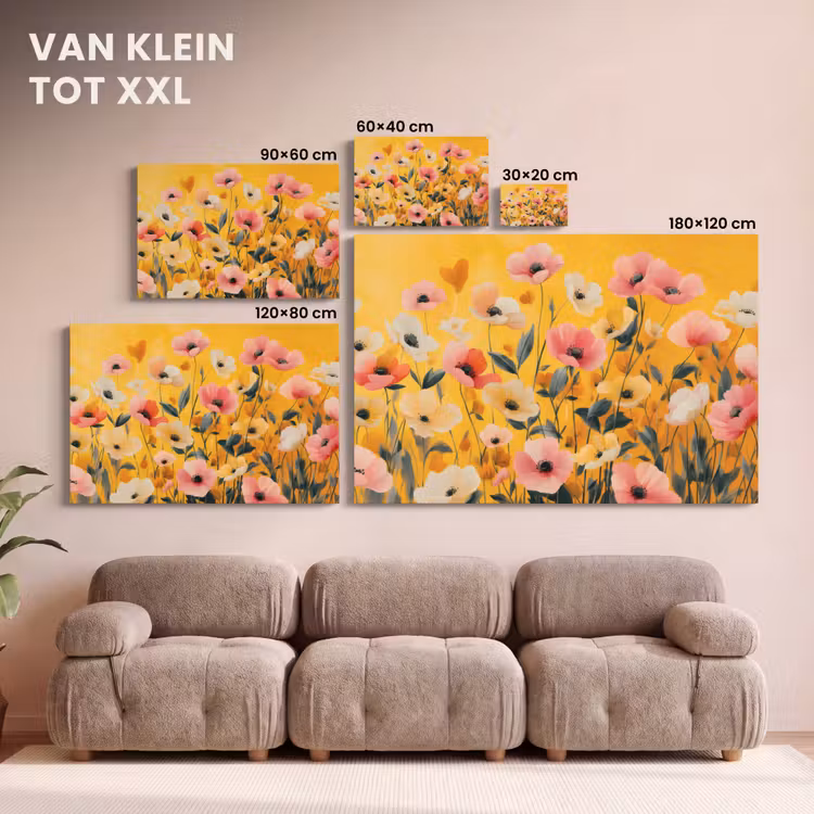 Canvas schilderij - Bloemen - Veld - Geel — 8
