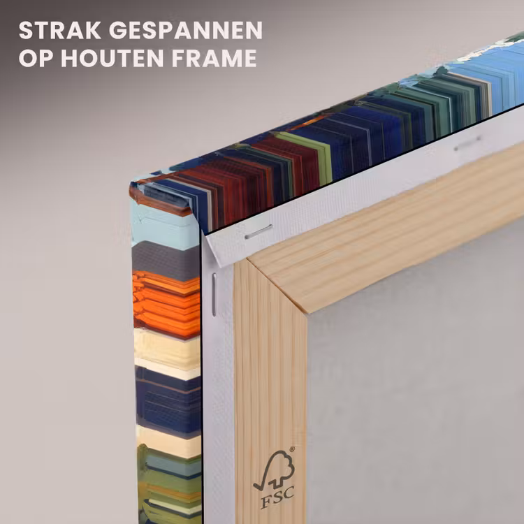 Canvas schilderij - Huizen - Mozaïek - Sinaasappelbomen - Zee — 7