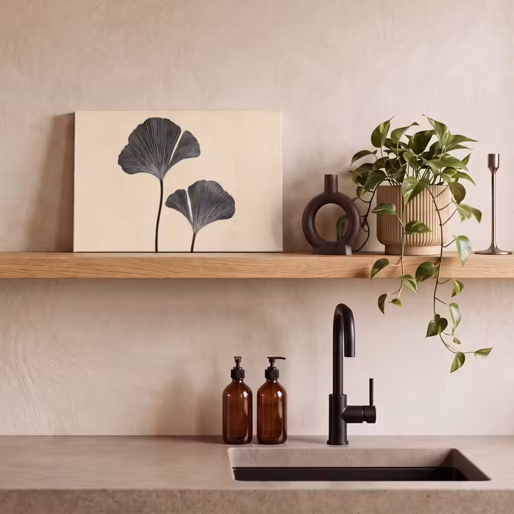 Canvas schilderij - Bladeren - Minimalistisch - Zwart — 4