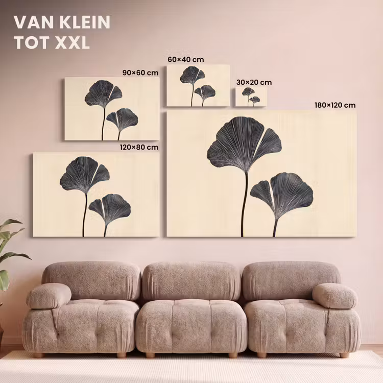 Canvas schilderij - Bladeren - Minimalistisch - Zwart — 8