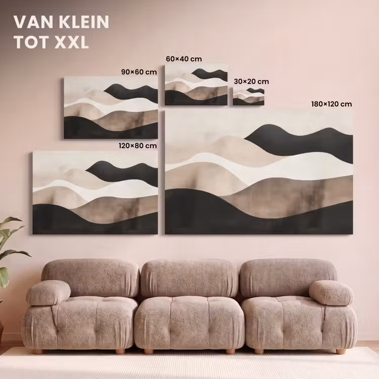 Canvas schilderij - Abstract - Landschap - Golven - Crèmekleur — 8