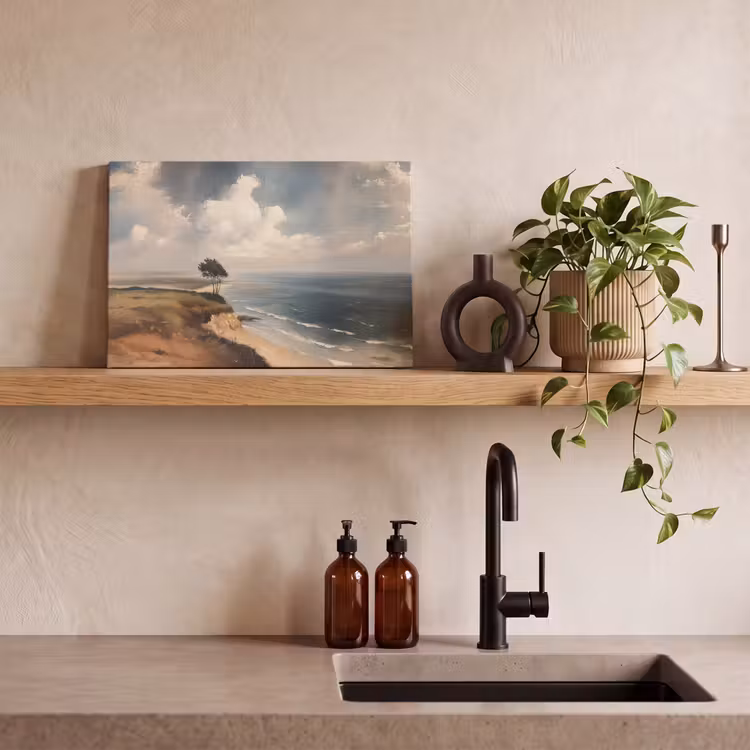 Canvas schilderij - Klif - Zee - Boom — 4