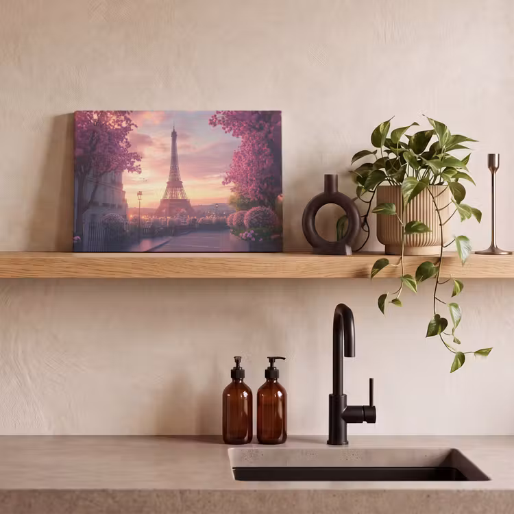 Canvas schilderij - Eiffeltoren - Parijs - Roze — 4