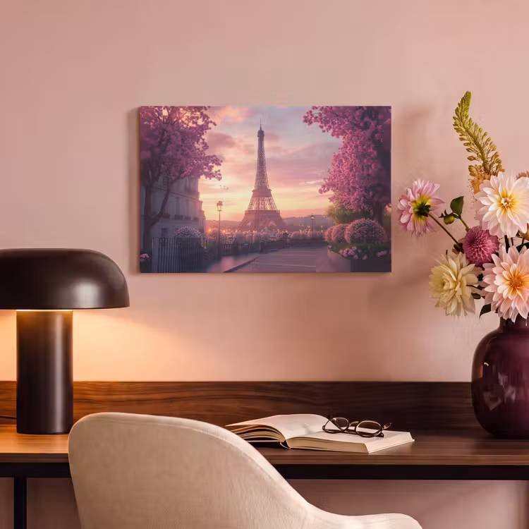 Canvas schilderij - Eiffeltoren - Parijs - Roze — 6