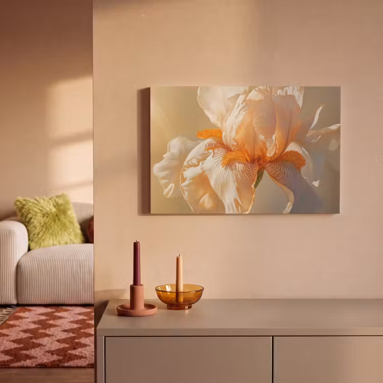 Canvas schilderij - Iris Close-up Beige — 2