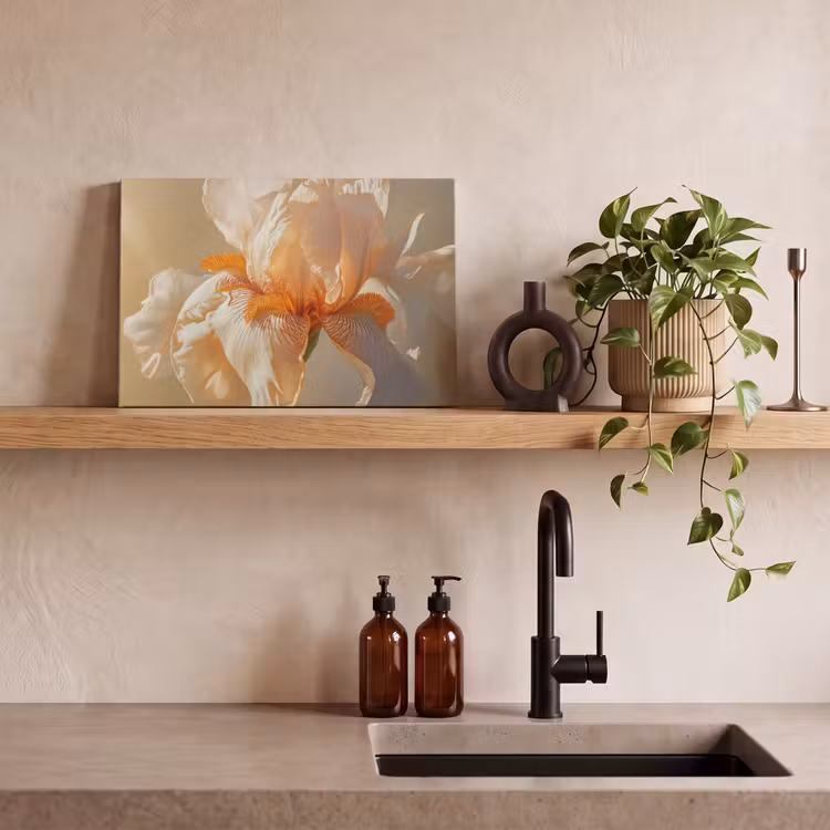 Canvas schilderij - Iris Close-up Beige — 4