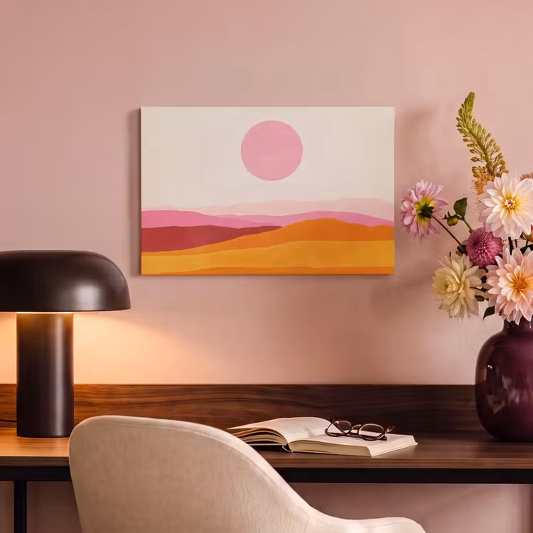 Canvas schilderij - Heuvels - Oranje - Zon - Abstract — 6