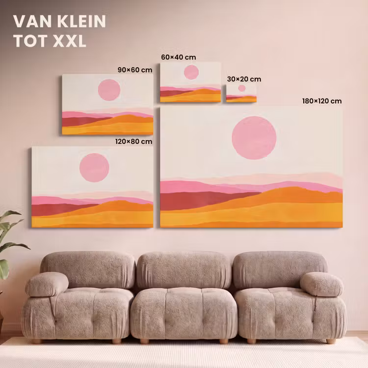 Canvas schilderij - Heuvels - Oranje - Zon - Abstract — 8