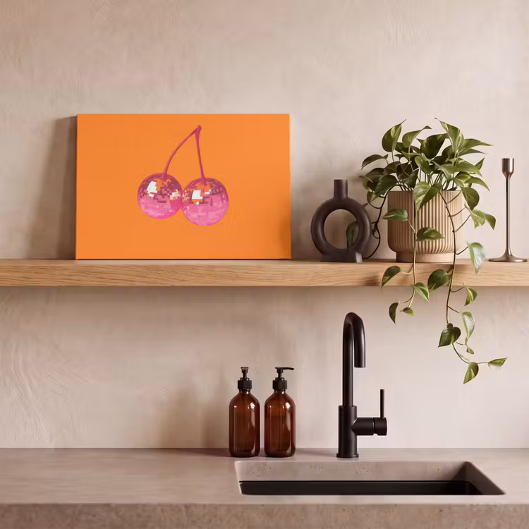 Canvas schilderij - Discoballen - Kers - Spiegels - Roze — 4