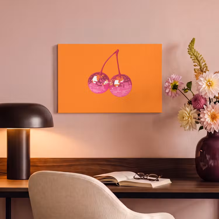Canvas schilderij - Discoballen - Kers - Spiegels - Roze — 6