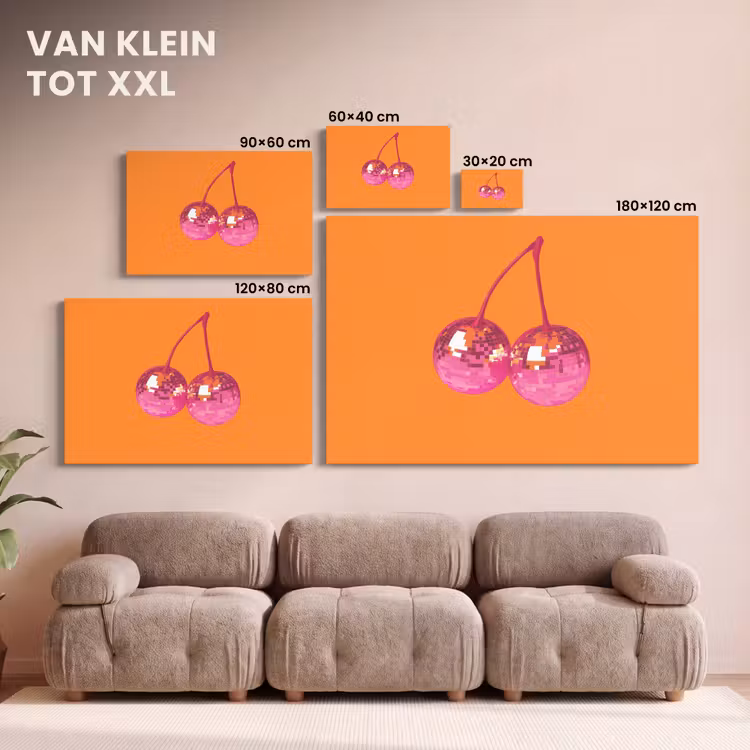 Canvas schilderij - Discoballen - Kers - Spiegels - Roze — 8