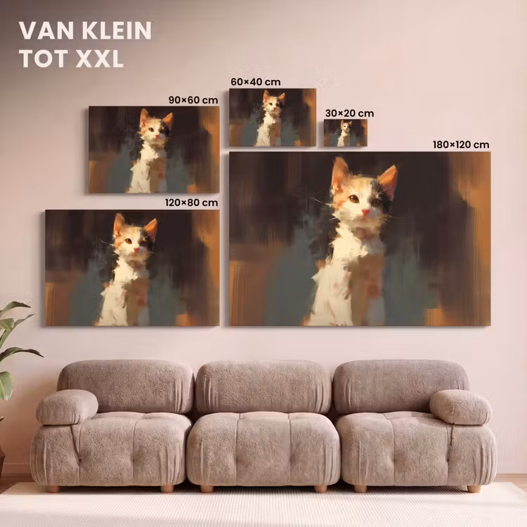 Canvas schilderij - Kat - Geschilderd - Artistiek - Wit — 8