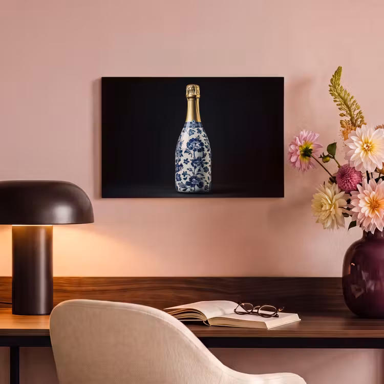 Canvas schilderij - Champagne - Bloemen - Goud - Chique — 6